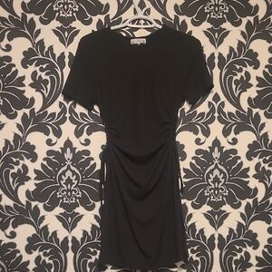 Poof! Elegant Black Gathered Mini Dress
